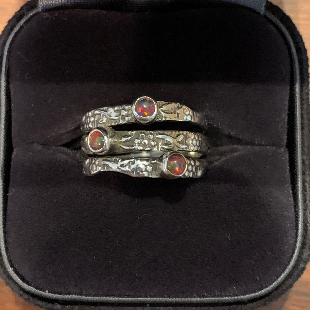 Sterling silver fire opal ring | size 7